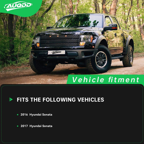 Heavy Duty 10 Piece Front End Suspension Bundle For 2016 2017 Hyundai Sonata displayed on a rugged terrain background.
