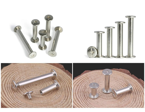 Straight Up Badass 160 Piece Chicago Screw Assortment Nickel Plated M5 Extension Binders secure bookbinding rivets in different sizes.