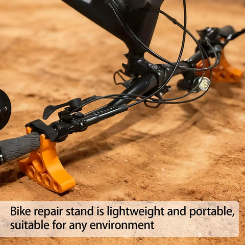 Two Pack Bike Repair Stands With Handlebar Support for Quick Bike Maintenance setup on sandy terrain