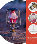 Rugged Portable Propane Lamp For Outdoor Camping With Copper And Stainless Steel Construction on a campsite