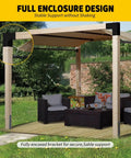 Heavy Duty Galvanized Steel Pergola Brackets Kit For 4 By 4 Inch Lumber L Shaped DIY Corner Brackets For Patios Gazebos Outdoor Pergolas 4 Pack Matte Black Finish Rust Resistant, installed on pergola corner providing stable support