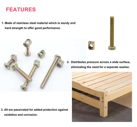 Premium Beefy M6 Socket Head Cap Screws And Barrel Nuts Furniture Repair Kit For Baby Cribs Bunk Beds Woodwork Projects And Home Fixes Complete 50 Piece Hardware Set featuring stainless steel bolts.