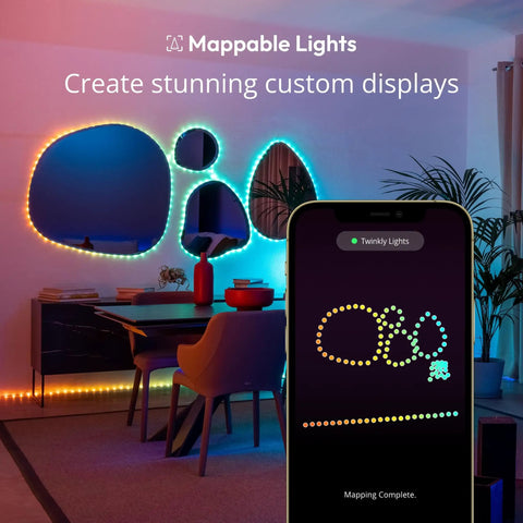 Dots LED String Lights An App Controlled Flexible Color Changing Mood Decor With 60 RGB Segments around mirrors indoors