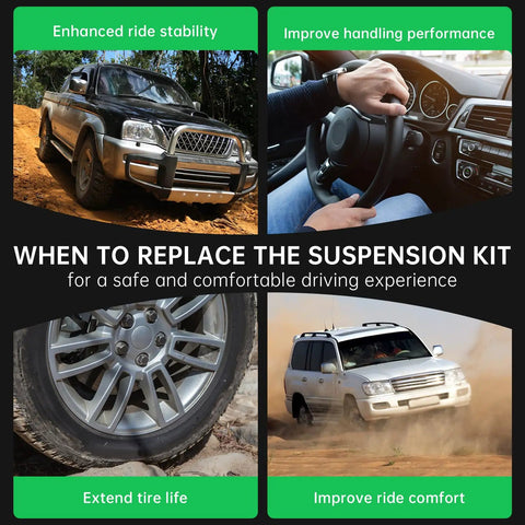 10-Piece Front Suspension Overhaul Kit Including Reinforced Control Arms Ball Joints Stabilizer Links And Tie Rod Ends For Buick Verano Chevy Cruze Volt installation images showing ride stability and handling performance.
