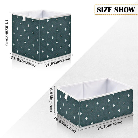 Heavy Duty Foldable Storage Bins With Reinforced Hollow Board Panels, Collapsible Closet Organizers Crafted From Thick 300D Oxford Fabric, Built Tough To Keep Shape While Holding Daily Essentials, Simple Cleanup, showing size dimensions.