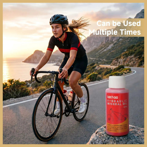 Cyclist on road with All In One Hydraulic Disc Brake Bleed Kit For Shimano, SRAM, Avid, Magura, Tektro, Hayes And More visible