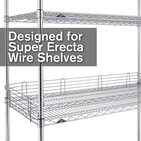 Top Tier Four Inch Stackable Ledge For Classic Wire Shelving With Sleek Chrome Rack Support Insert and Easy Snap Storage Addon For Legit Heavy Duty Build Quality In Garage Or Shop Space on Super Erecta wire shelving.