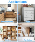 Straight Up Solid Cam Connectors And Lock Nuts For Cabinets Drawers And Wardrobes 12 Piece Zinc Alloy Furniture Hardware Kit displayed in kitchen cabinets, tables, furniture, and wardrobes.