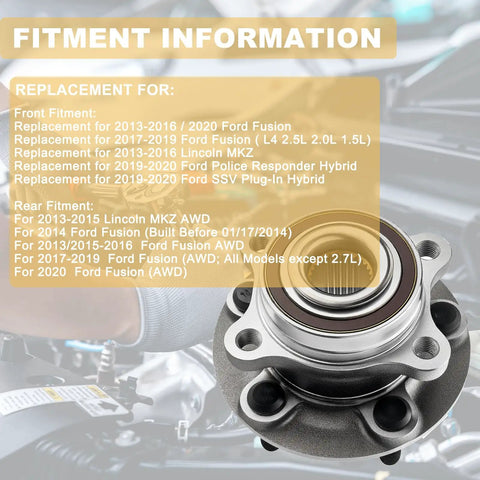 Built Nasty Tough 2 Piece Front Or Rear Wheel Hub Bearing Assembly With Direct Drop In Abs Replaces 512498 for Ford Fusion and Lincoln MKZ.