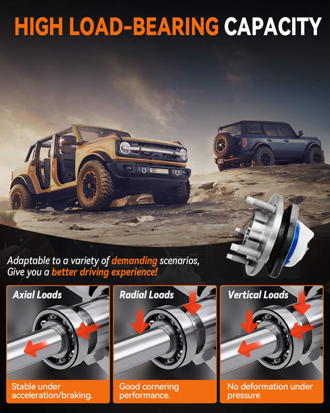 High load-bearing capacity vehicle off-road with 2-Pack Front Wheel Hub Bearing Assembly 513121, Sealed Ball Bearing Fit Chevy Impala Monte Carlo