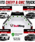 Image showing inner bed sidewall anchor points designed for Chevy GMC Trucks, fits various models from 2007-2026.