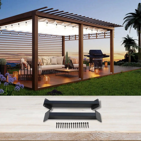 2 Pack Beefy 45 Degree Angle Support Brackets Heavy Duty Steel Pergola Kit Connectors With Screws For Gazebo Deck Patio Tree House And Outdoor Wooden Structures DIY Projects Black