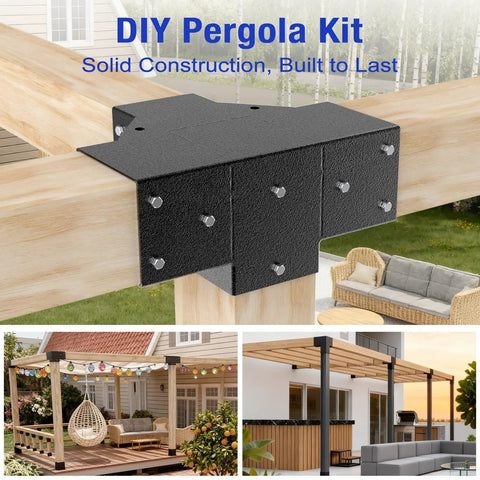 12 Piece Pergola Brackets Kit For 4x4 Posts 3 Way And 4 Way Wood Post Base Brackets For Gazebos Patio Pergolas Log Cabins And Wooden Beams Heavy Duty Weather Resistant Protects Posts From Moisture And Sun