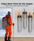Badass Ski And Snowboard Wall Mount Two Pack with non-slip grips organizing skis on a wall in a stylish garage setting.