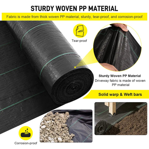 Tough As Nails Heavy Duty Landscape And Driveway Fabric 13x115 Ft Weed Barrier Road Fabric For Erosion Control, 3.5 Oz Woven Fabric