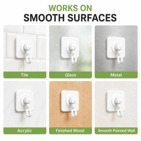 Heavy Duty Adhesive Hooks With 360 Degree Swivel Nail Free Wall Ceiling Mount Rotating Rack For Bathroom Kitchen Decor Tools No Drilling Peel Stick High Capacity Strong Support on smooth surfaces like tile, glass, and metal.