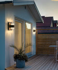 Slick Black Outdoor LED Wall Light Cylinder Sconce With Dual Up Down Lighting 120V 10W Warm Dimmable Waterproof Patio