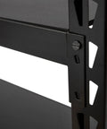 Close-up of black steel frame on Level Up Your Storage Game With This Tough As Nails Three Shelf Industrial Storage Rack.