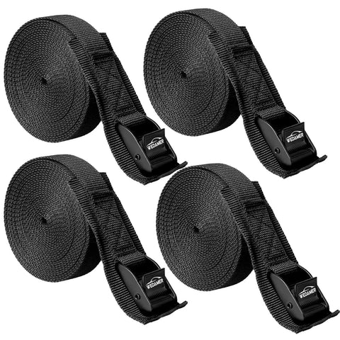 4 Pack Beefy Heavy Duty Cam Buckle Tie Down Straps 1 Inch Wide By 16 Feet Long For Trucks Boats RVs Roof Racks And Cargo Securement