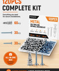 Heavy Duty Metal Self Drilling Drywall Anchors Featuring Dual Sized Screws deliver premium zinc alloy sheetrock fasteners in 120pc kit.