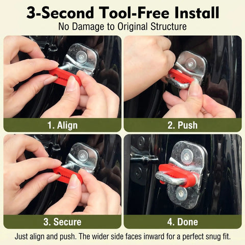 Pro Grade 4 Pack Car Door Shock Absorbers, Heavy Duty Silicone Slam Stopper Buffers, Universal Auto Door Dampers installation process steps.