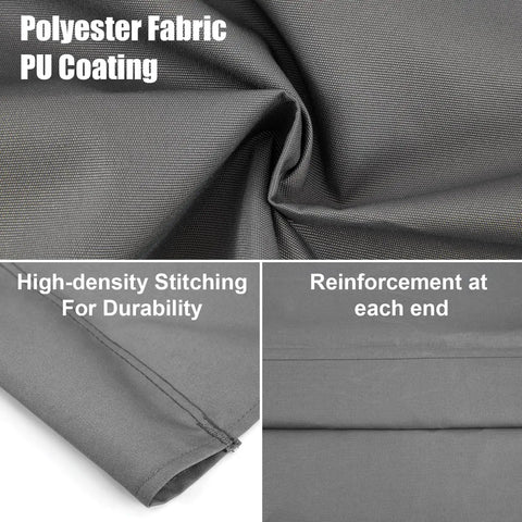 Thick 600D Oxford Waterproof Swing Seat Cover Replacement showing PU coating, stitching, and reinforcements, gray material