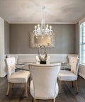 Lit White Crystal Chandelier With Six Lights For Bedroom And Dining Room Modern Elegant Candle Ceiling Light Fixture