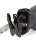 Close-up of Powerful 10 Amp Variable Speed Reciprocating Saw with 8 Position Pivoting Head and Twist Lock Blade Holder