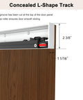 Concealed L-Shape track system for 42 By 84 Inch Concealed Sliding Barn Door With Soft Close Mechanism and Heavy Duty Track System.