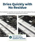 70 Percent IPA Presaturated Electronic Cleaning Wipes showing before and after effect on dirty electronic surface.