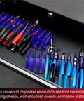 Plier Organizer And Rack 4-Pack Blue With 40-Slot Tool Storage For Toolbox Drawers Non-Slip Rubber Base Interlocking Modular Holders