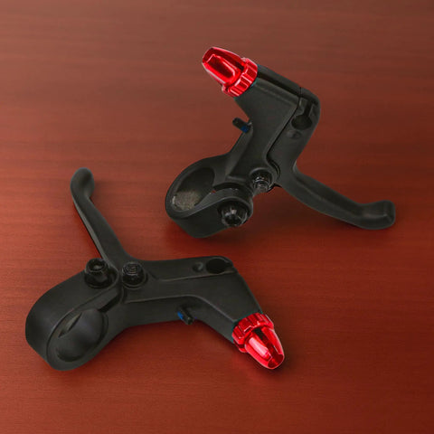 Pair Two Finger Aluminum Alloy Bicycle Brake Levers Universal 22mm Fit For Kids Bicycles Mountain Road Folding BMX And City Bikes Lightweight Red