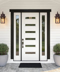 Two Pack Brown Dusk To Dawn Outdoor Wall Lights Built Tough With Cross Grid Panels And Warm Water Ripple Glass Porch Lanterns by front door.