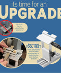 Adjustable Tool Rest Sharpening Jig For 6 Inch Or 8 Inch Bench Grinders And Sanders with pivoting miter slide in use
