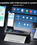Upgraded Portable Wireless Printer With Touchscreen, Bluetooth Thermal Inkless M832D printing a document next to devices