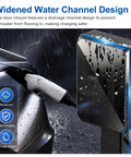 Foolproof Outdoor EV Charger Enclosure With Lock Tough Durable Steel Shell For Electric Vehicle Charging Stations Universal Snug Fit Hella Weather Proof Shield Box, showcasing drainage channel for rainproof design.