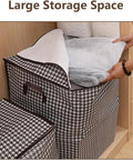 Heavy Duty 180L Collapsible Storage Bag Lowkey Spacious Design Holds All Your Duds And Bulky Quilts in closet with blanket.