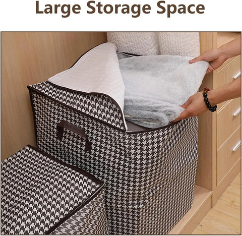 Heavy Duty 180L Collapsible Storage Bag Lowkey Spacious Design Holds All Your Duds And Bulky Quilts in closet with blanket.
