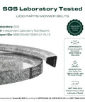 Heavy Duty Deck Belt Replacement For John Deere 42 Inch Mower Half Width By 104 Long Fits D110 L110 D105 E100 D130 S100 La105 La115 L100 Battle Ready Oem Gx20072 Fit, showing SGS tested mower belt with gray fabric design.