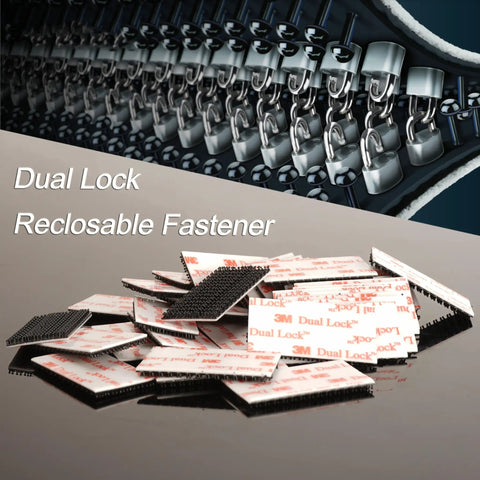 Heavy Duty Reclosable Fastener Tape Featuring Rock Solid Grip Mushroom Stem Mount Strips weatherproof 12 pack bundle on surface.