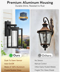 Premium Black Exterior Wall Mount Light Featuring Dusk To Dawn Sensor And Built In Led For Garage And Patio Auto Night Mode with crystal bubble glass