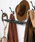 Set Of 2 Black Mens Belt And Tie Hangers To Keep Your Closet Swag On Point Multi Slot Hook Rack For Scarves on wall with hats and coats.