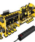 Power Tool Organizer Wall Mount With Locking Drawers, Grinder Holder, Hammer And Pliers Rack, Built In Six AC Outlets Charging Station