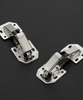 Slick Concealed Cabinet Hinges Featuring Heavy Duty Soft Close Mechanism thirty piece hardware set in brushed nickel finish.