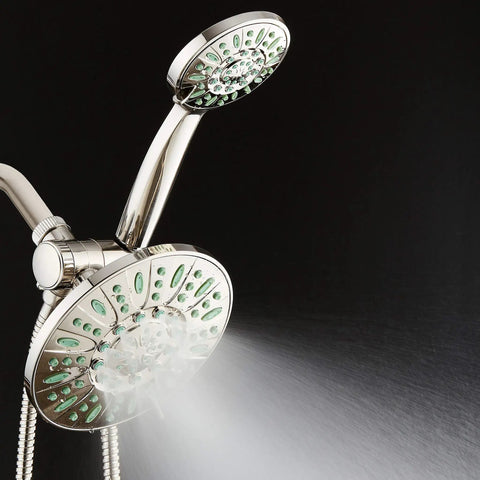 Antimicrobial High Pressure 30 Setting Rainfall Shower Combo With Anti Clog Nozzles Microban Protection brushed nickel finish