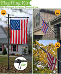 10Ft Garden Flag Pole Stand With 5 Prong Base For 3x5 American Flags in yard, showcasing stable freestanding setup