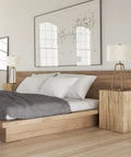 Bedroom with 25.5 Inch Tall Table Lamp With White Fabric Shade And Brass Finish Delivers A Cozy Diffused Glow on nightstands.