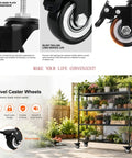 Heavy Duty Pvc Caster Wheels Smooth Rollin Two Inch Thick With 360 Swivel And Locking Brake High Capacity Threaded Stem Mount under a plant cart.