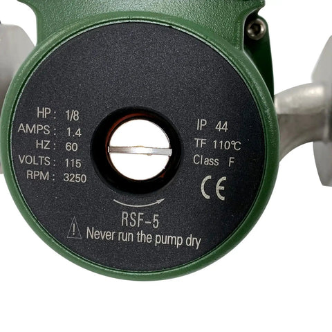 Premium 009-SF5 Recirculating Pump Keeps Your Home Happy With Slick 115V 1/8HP 3250 RPM Motor control specifications.