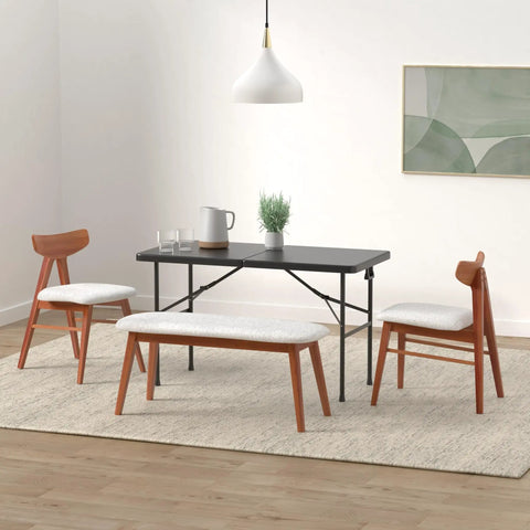 Four Foot Plastic Folding Table Heavy Duty Portable With Carry Handle Ideal For Indoor Outdoor Use in a modern dining room setting